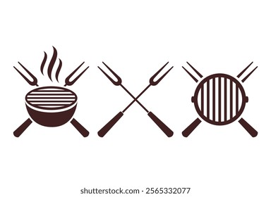 Grill bbq vector icon set. logo design template illustration