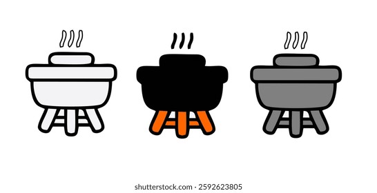 Grill bbq vector icon set illustration isolated on white background