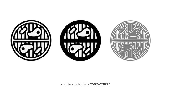 Grill bbq vector icon set illustration isolated on white background