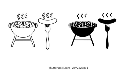 Grill bbq vector icon set illustration isolated on white background