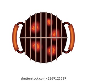 grill and burning charcoal icon isolated