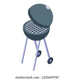 Grill cart icon isometric vector. Fire master. Bbq food
