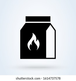 Grill charcoal package. Simple vector modern icon design illustration.