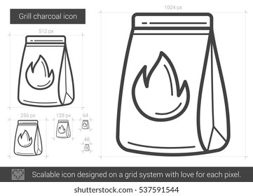 Grill charcoal vector line icon isolated on white background. Grill charcoal line icon for infographic, website or app. Scalable icon designed on a grid system.