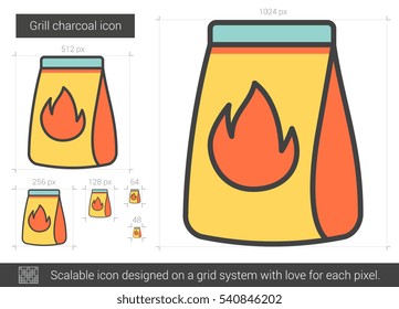 Grill charcoal vector line icon isolated on white background. Grill charcoal line icon for infographic, website or app. Scalable icon designed on a grid system.