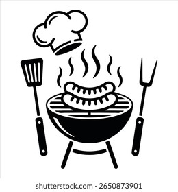Grill Chef and Hot Dog BBQ Illustration