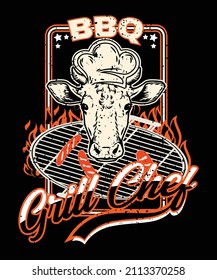 Grill chef Vintage nice BBQ,Grill t-shirt design