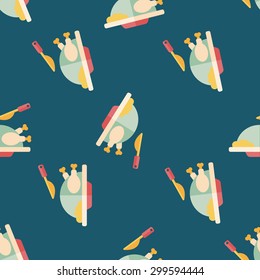 Grill chicken flat icon, eps10 seamless pattern background