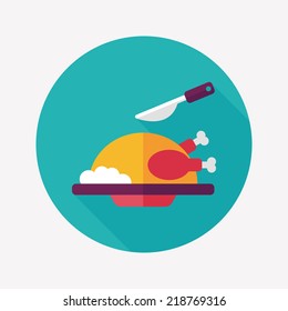 Grill chicken flat icon with long shadow,eps10