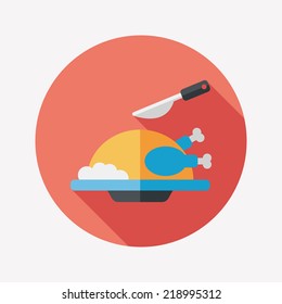 Grill chicken flat icon with long shadow,eps10
