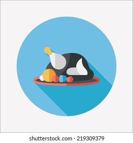 Grill chicken flat icon with long shadow,eps10