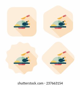 Grill chicken flat icon with long shadow,eps10