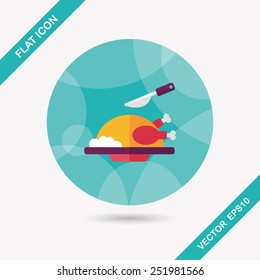 Grill chicken flat icon with long shadow,eps10