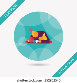 Grill chicken flat icon with long shadow,eps10