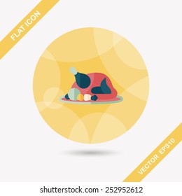 Grill chicken flat icon with long shadow,eps10