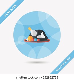 Grill chicken flat icon with long shadow,eps10