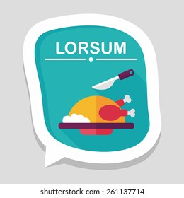 Grill chicken flat icon with long shadow,eps10
