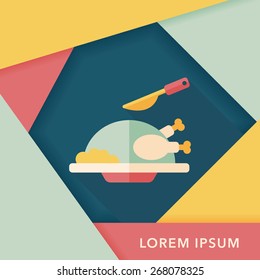 Grill chicken flat icon with long shadow,eps10