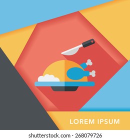 Grill chicken flat icon with long shadow,eps10