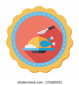 Grill chicken flat icon with long shadow,eps10