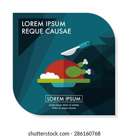 Grill chicken flat icon with long shadow,eps10