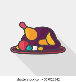 Grill chicken flat icon with long shadow,eps10