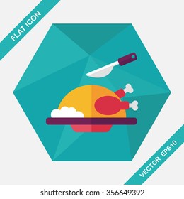 Grill chicken flat icon with long shadow,eps10