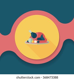 Grill chicken flat icon with long shadow,eps10