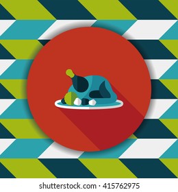 Grill chicken flat icon with long shadow,eps10