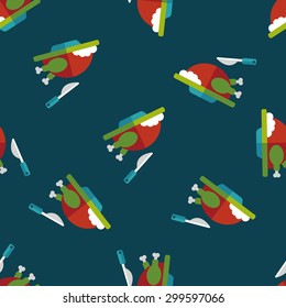 Grill chicken flat icon,eps10 seamless pattern background