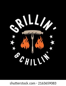 Grill And Chill BBQ Tshirt Design Bbq Logo