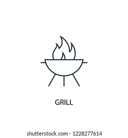Grill concept line icon. Simple element illustration. Grill concept outline symbol design from Camping set. Can be used for web and mobile UI/UX
