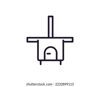 Grill concept. Modern outline high quality illustration for banners, flyers and web sites. Editable stroke in trendy flat style. Line icon of grill 