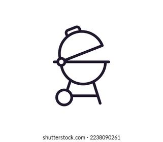 Grill concept. Modern outline high quality illustration for banners, flyers and web sites. Editable stroke in trendy flat style. Line icon of grill 