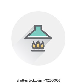 Grill contour icon. Fire for cooking in the kitchen.