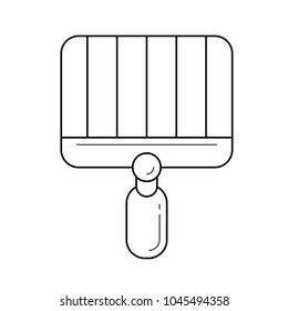 Grill for cooking on flame vector line icon isolated on white background. Metal grill for barbecue with handle line icon for infographic, website or app.