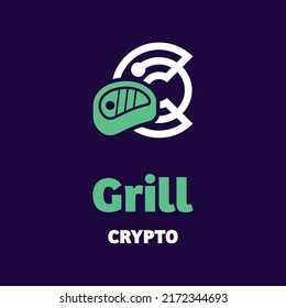 Grill and crypto logo in modern style. With a white background