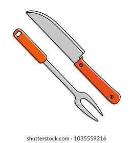 grill cutlery isolated icon