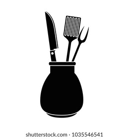 grill cutlery in pot