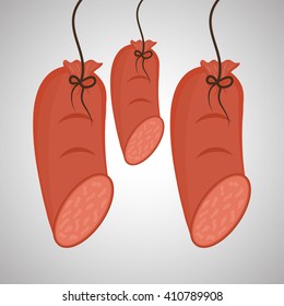 Grill design, bbq and menu concept, sausages, editable vector