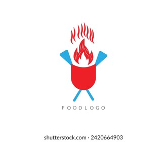 Grill Design Element in Vintage Style for Logotype, Label, Badge and other design. Fire flame retro vector illustration.