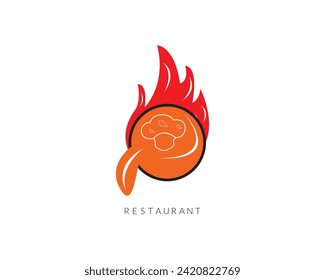 Grill Design Element in Vintage Style for Logotype, Label, Badge and other design. Fire flame retro vector illustration.
