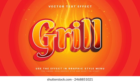 Grill editable text effect template with abstract background suitable for food product