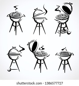 Grill elements set. Collection icon grill. Vector