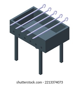 Grill equipment icon isometric vector. Bbq meat. Hot cook