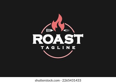 grill fire emblem logo design