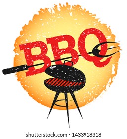 Grill with fire and fork for barbecue design