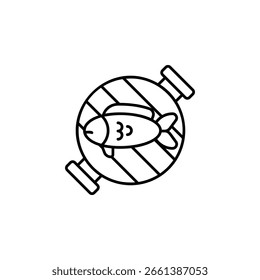 Grill Fish vector icon. Food and beverage icon line style. perfect use for logo, presentation, website, and more. modern icon design outline style