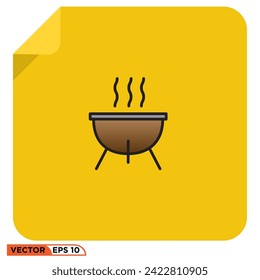 Grill flat icon design vector graphic of template, sign and symbol flat icon