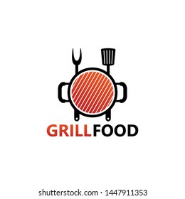 Grill Food Logo Template Design Vector, Emblem, Design Concept, Creative Symbol, Icon